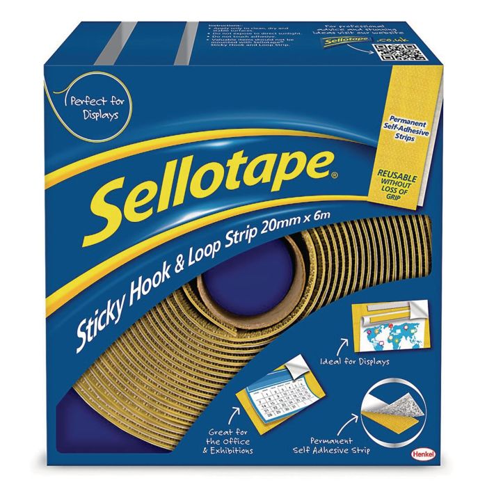 Sellotape Hook & Loop Strip - 20mm x 6m