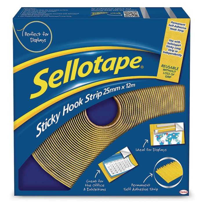 Sellotape Hook Strip - 25mm x 12m