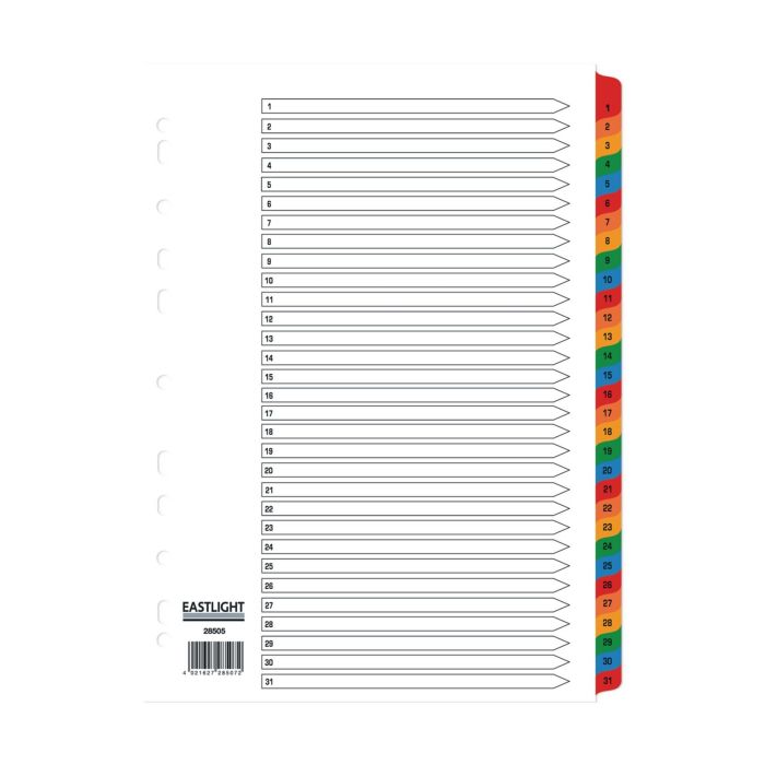 Eastlight A4 Mylar Dividers 1-31-part Europunched