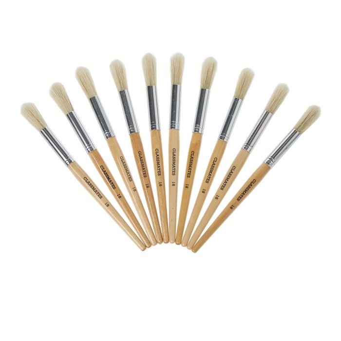 Classmates Short Round Paint Brushes - Size 18 - Pack of 10