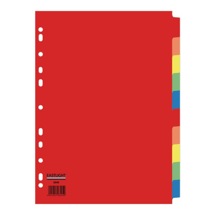 Eastlight A4 Bright Subject Dividers 10-part Europunched