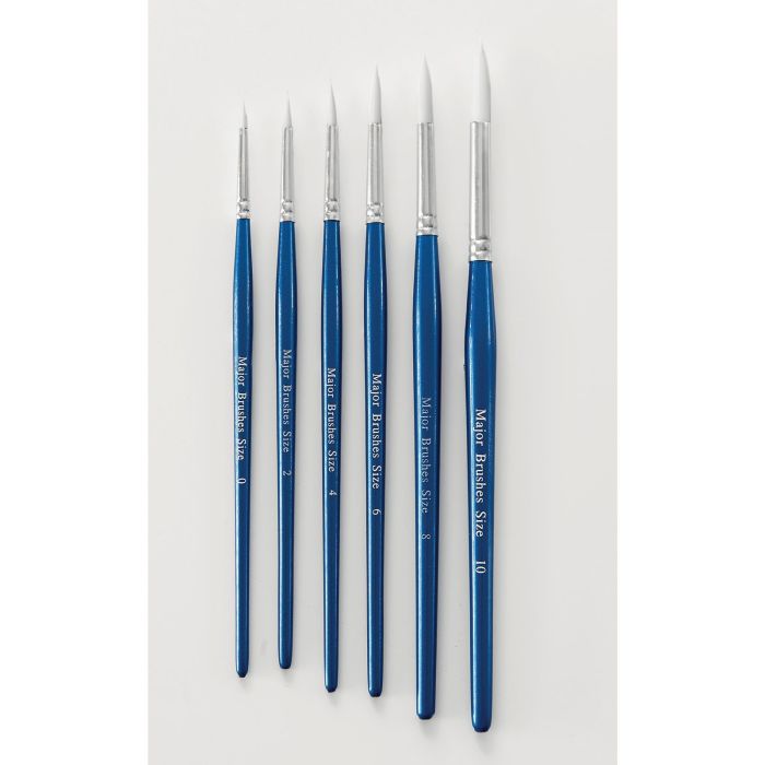 Pro Arte Polar White Nylon Brushes - Round - Size 0 - Pack of 10