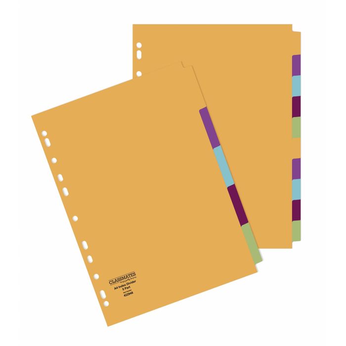 ClassmatesA4 Index Dividers 10-part Multi-hole Punched - Pack of 25