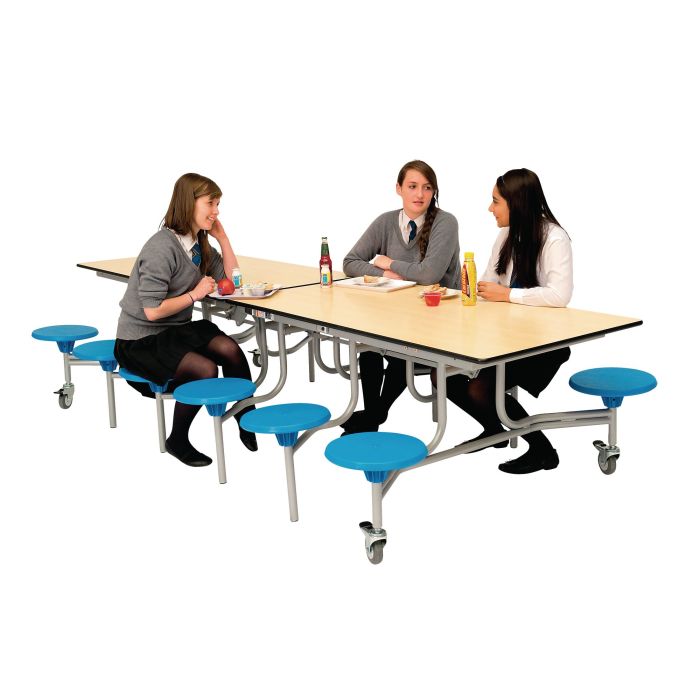 Primary Rectangular 8 Seat Table Blue Top Yellow Seat