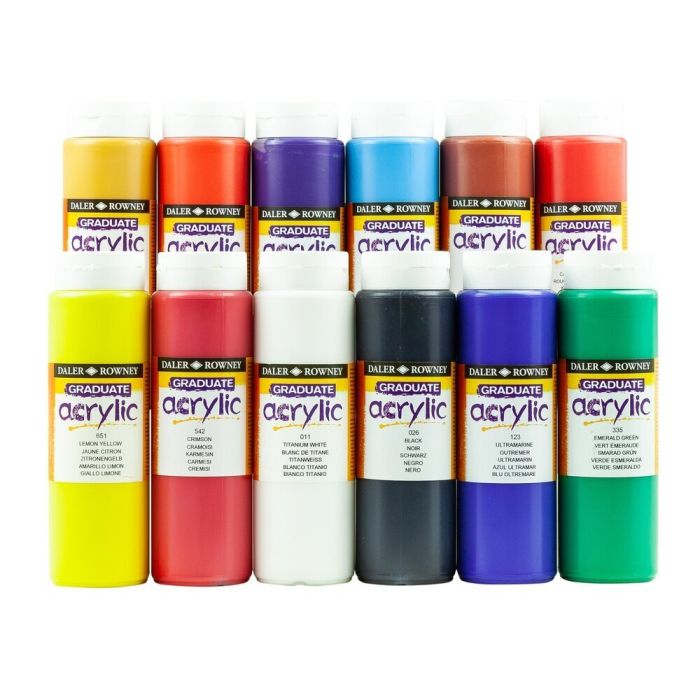 Daler & Rowney Graduate Acrylic 500ml Pots - Set of 12