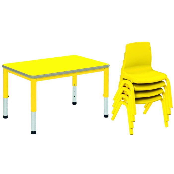 Harlequin Small Rectangular Table With 4 Chairs - 4-6 Years - Yellow