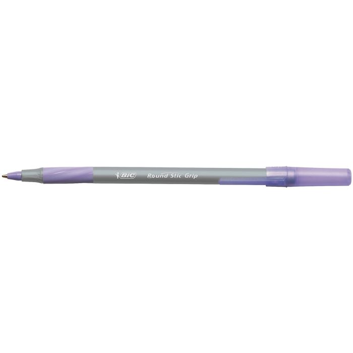 BIC Round Stic Grip Ballpoint Pen Purple - Pack of 40