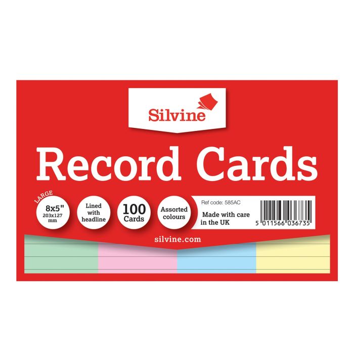 Record 8 x 5" 100 Cards - Pack of 100