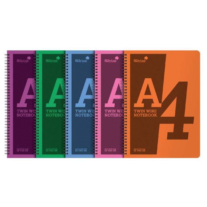 Silvine Twin Wire Polyprop Notebooks - A5 - Pack of 10