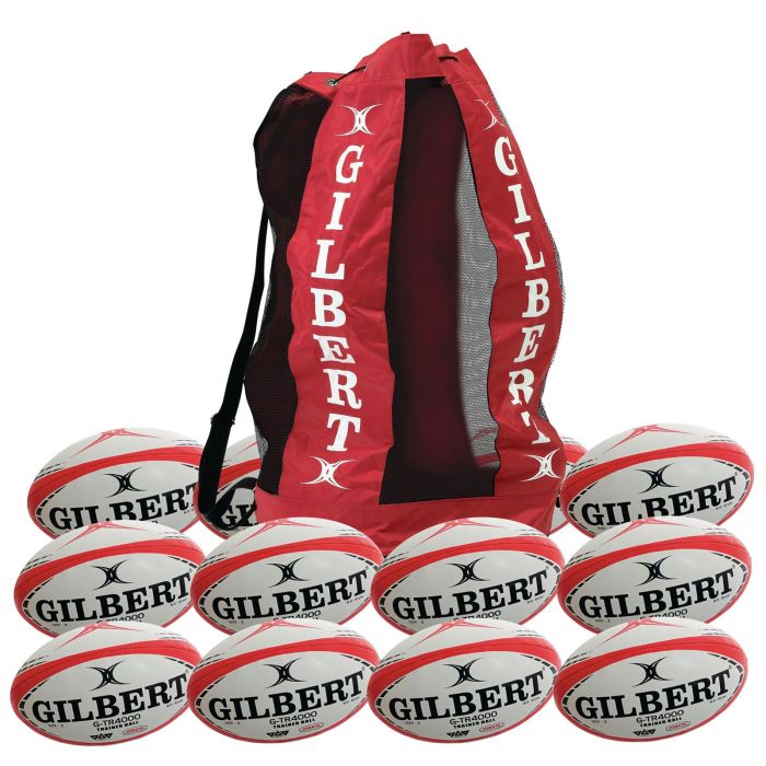 Gilbert G-TR4000 Trainer Rugby Ball - Size 3 - White/Red - Pack of 12