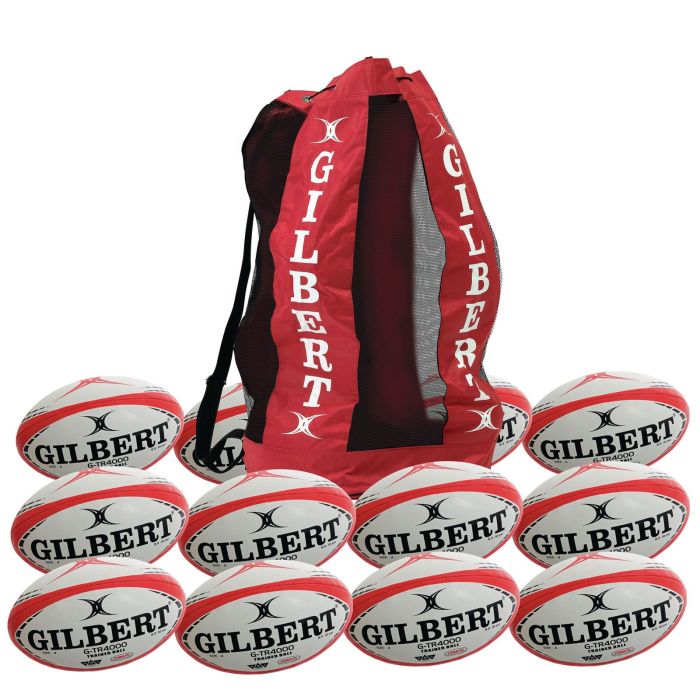 Gilbert G-TR3000 Trainer Rugby Ball - Size 4 - White/Red - Pack of 12
