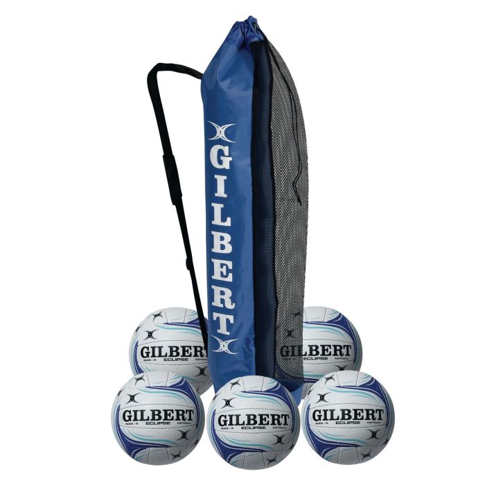 Gilbert Eclipse Match Netball - Size 5 - White/Blue - Pack of 5