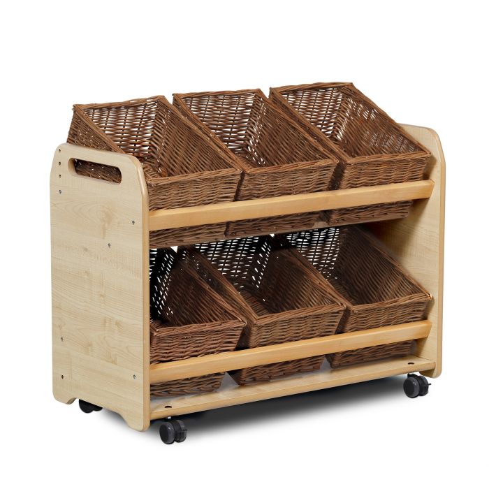 Millhouse Tilt Tote Storage Trolley With Wicker Baskets