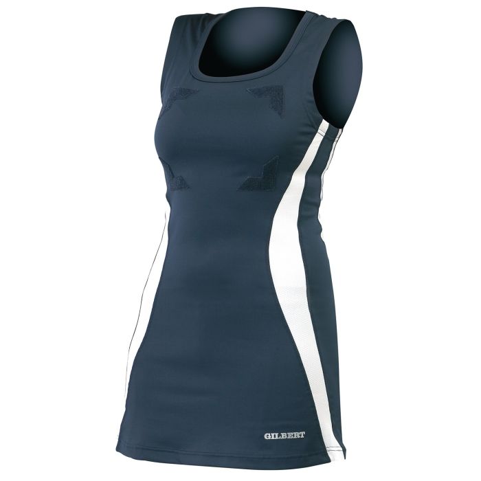 Gilbert Eclipse Netball Dress with Hook & Loop - Navy/White - Size 12