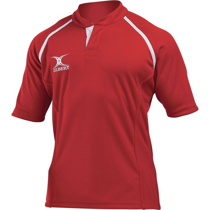 Gilbert Xact Plain Rugby Shirt - Red - S