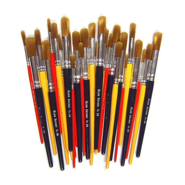 Golden Nylon Paint Brush Assorted Classpack - Pack of 30