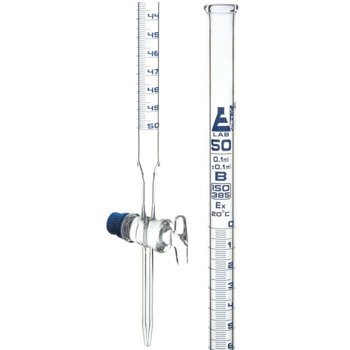 Glass Burette (Class B) - 50ml - 0.1ml With Glass Stopcock