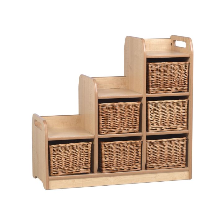 Millhouse Stepped Storage Unit - Right - Wicker Baskets