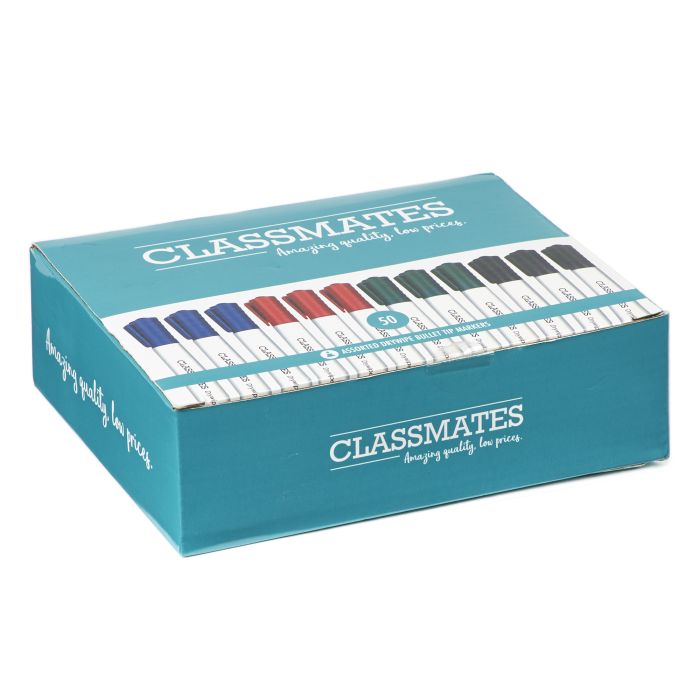 Classmates Whiteboard Marker - Assorted - Bullet Tip- Pk 50
