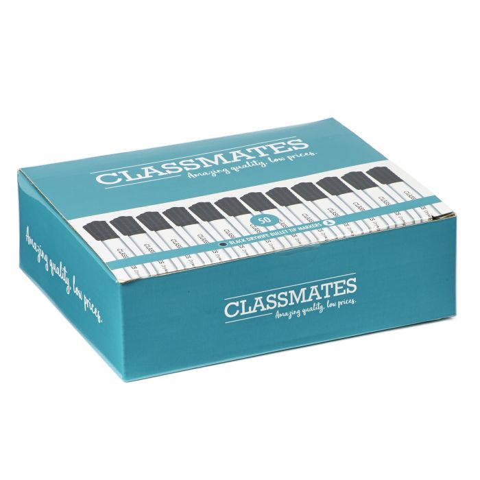 Classmates Whiteboard Marker - Black - Bullet Tip - Pk 50