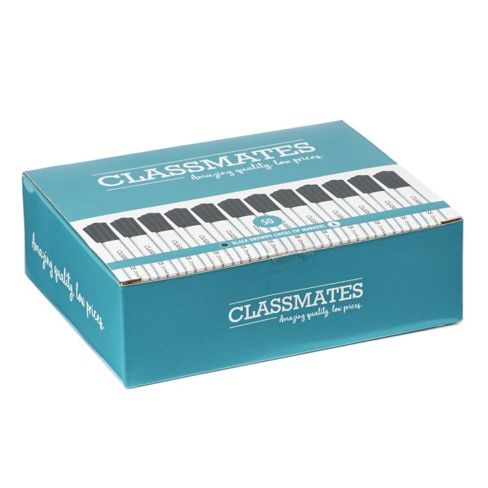 Classmates Whiteboard Marker - Black - Chisel Tip - Pk 50
