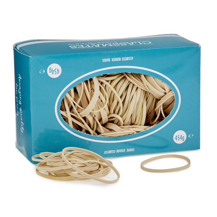 Classmates Rubber Bands - Assorted Sizes - Pack of 454g