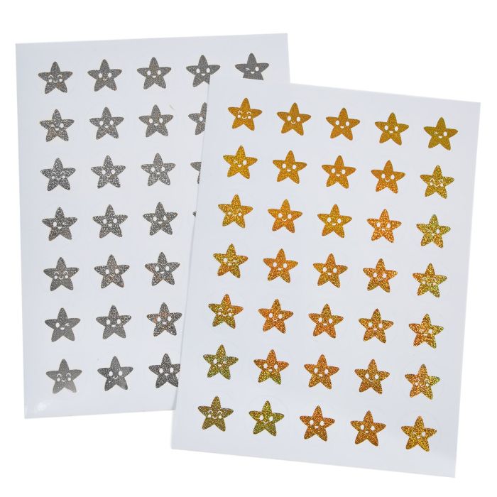 Gold and Silver Star Stickers 24mm - Pack of 280