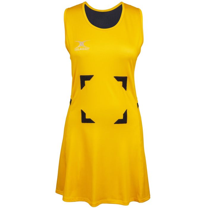 Gilbert Synergie Netball Dress - Gold/Black - Size 14
