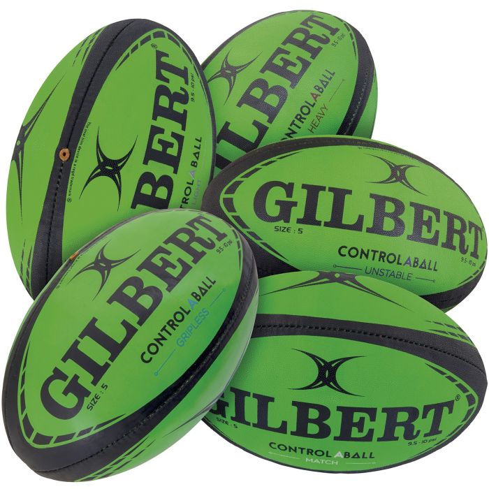 Gilbert Control-a-Ball Rugby Ball Set - Green/Black - Size 4