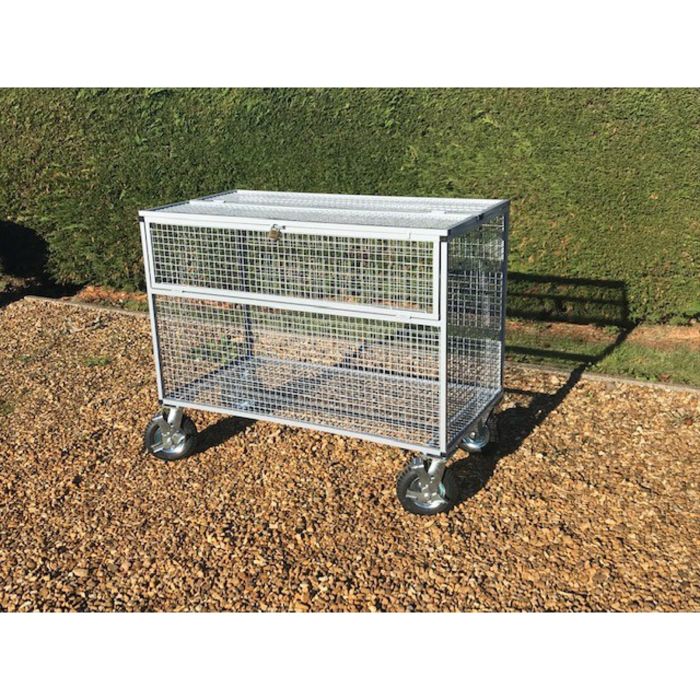 Lockable Mesh Trolley with Outdoor Wheels - Grey