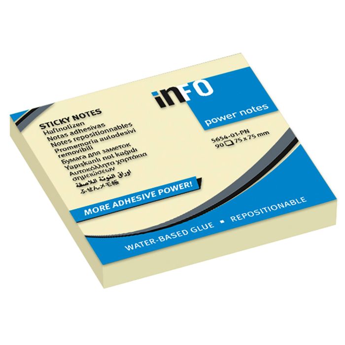 Powernotes Sticky Notes Yellow 75 x 75 - Pack of 12