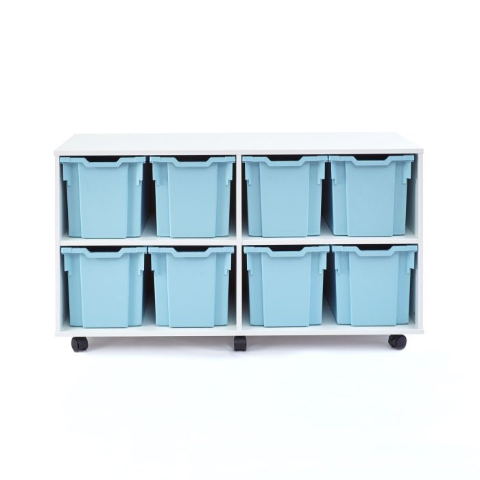 8 Jumbo White Open Unit - Blue Trays