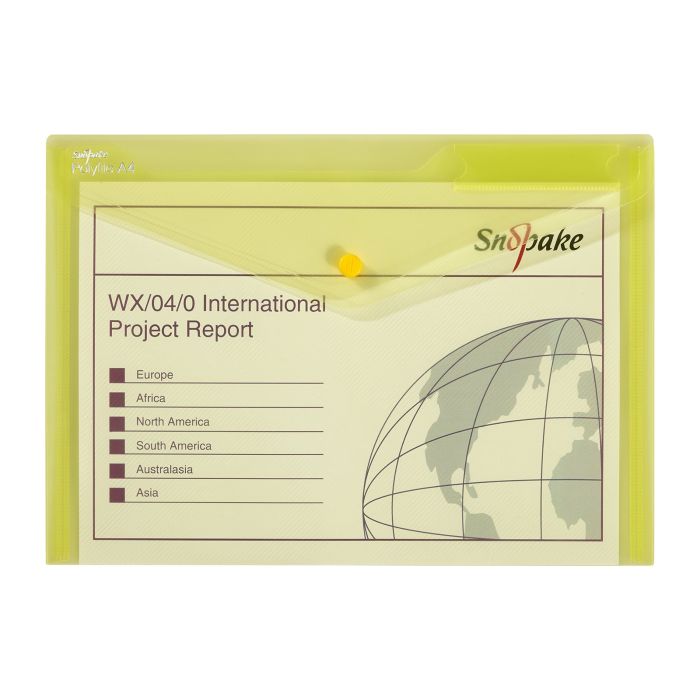 Snopake A4 Popper Wallets Yellow - Pack of 25