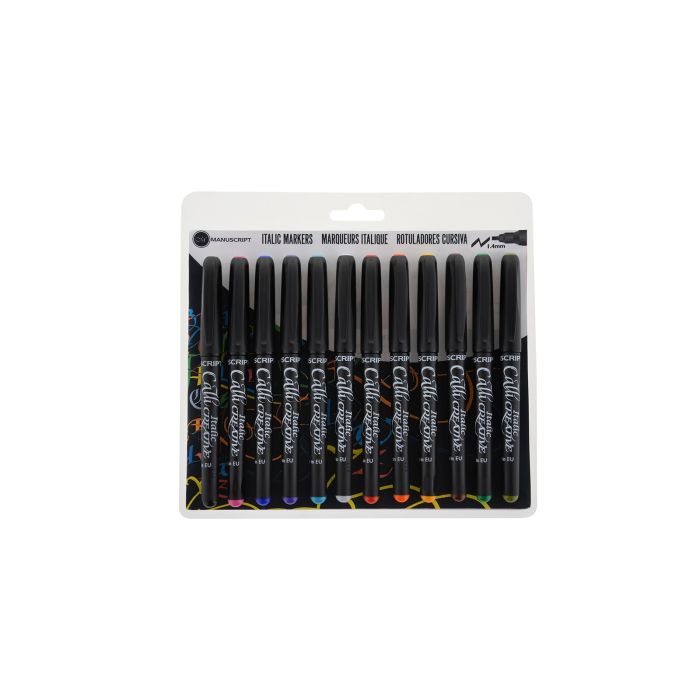 Manuscript Italian Markers - Assorted Colours - 1.4mm - Pack of 12
