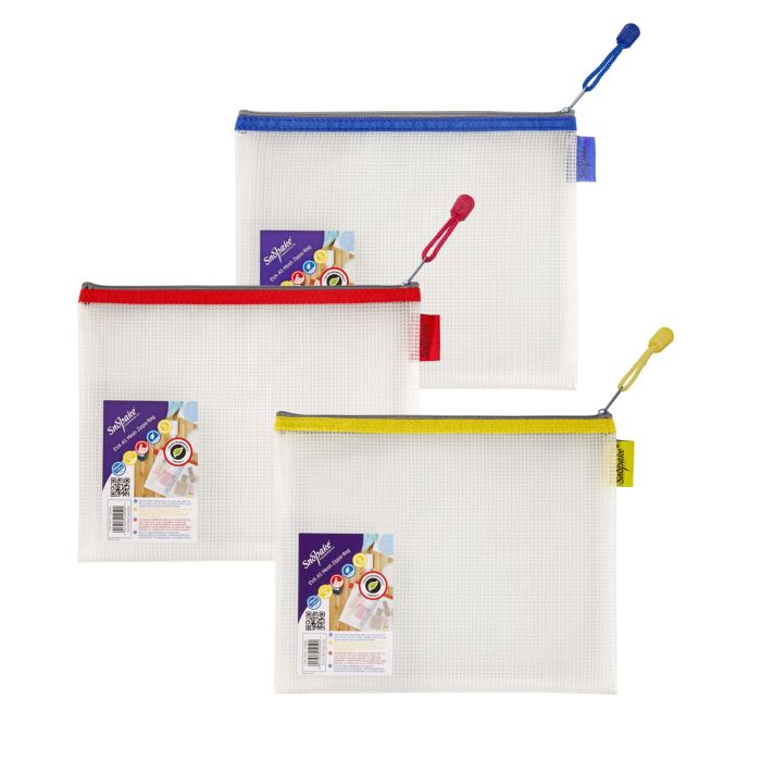 Snopake EVA Mesh Zippa-Bags A5 - Assorted - Pack of 3