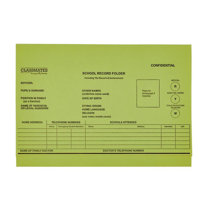 Classmates Record Folder A4 - Green - Pack of 10