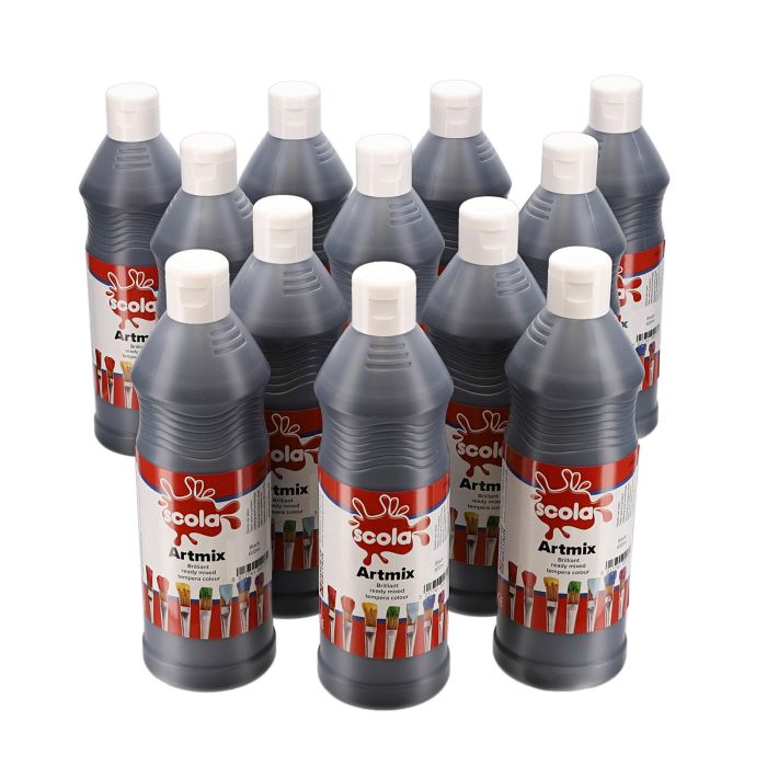 Scola Artmix Ready Mixed Paint - 600ml - Black - Pack of 12
