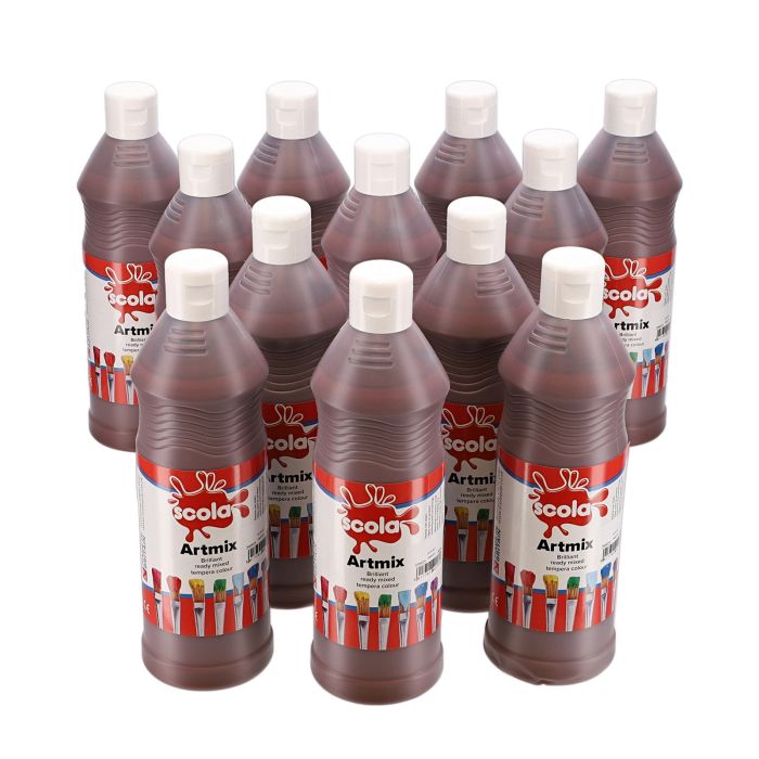 Scola Artmix Ready Mixed Paint - 600ml - Burnt Umber - Pack of 12