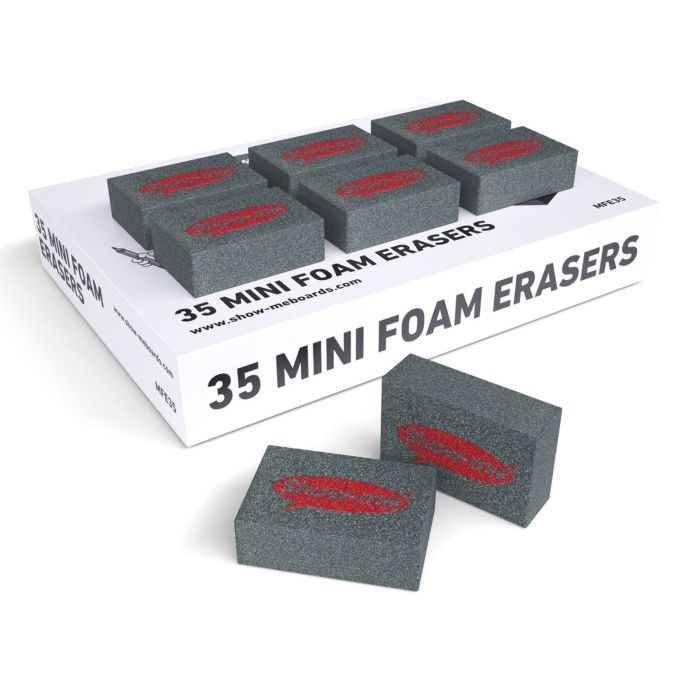 Show-Me Mini Foam Board Eraser - Grey - Pack of 35