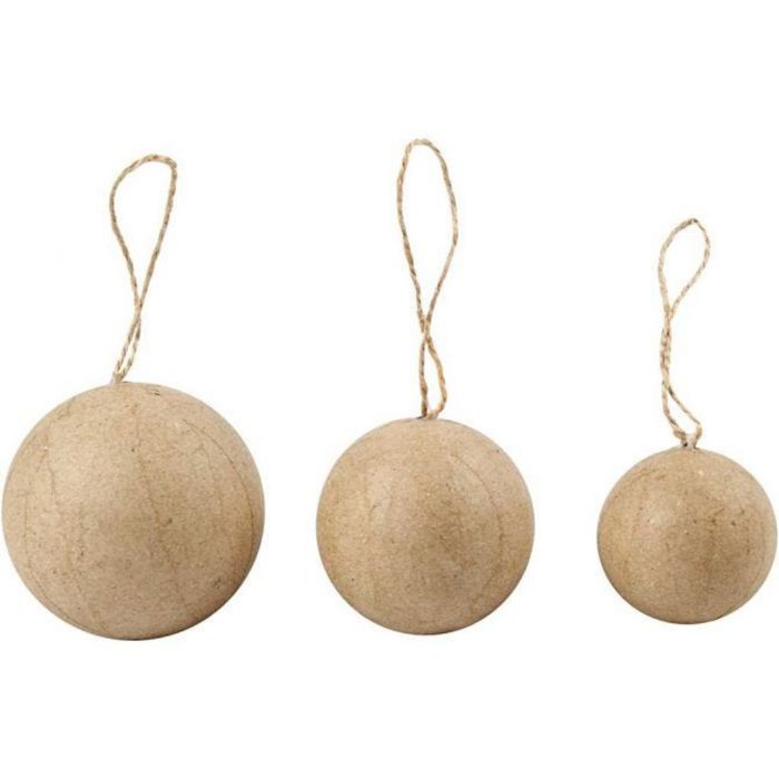 Papier Mache Christmas Baubles - Pack of 6