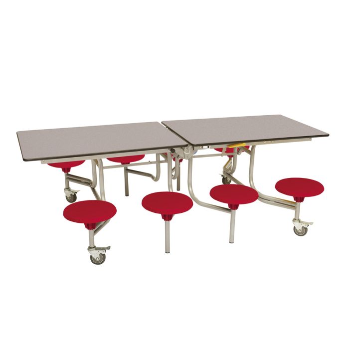 Secondary Rectangular 8 Seat Table Grey Top Red Seat