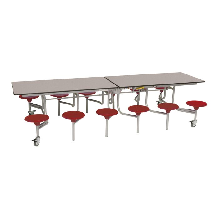 Primary Rectangular 12 Seater Tables -  Grey Top/Red Seat