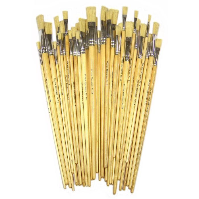Long Hog Hair Brushes Assorted Flat - Pack of 60