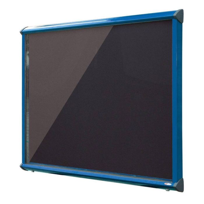 Shield Interior Showcase Blue Frame 575 x 712mm - Black