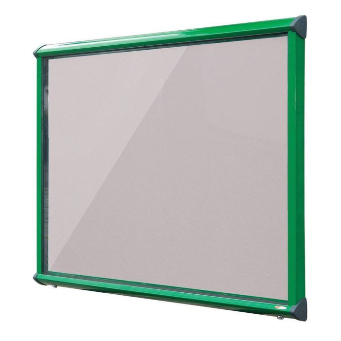 Shield Interior Showcase Green Frame 575 x 712mm - Light Grey