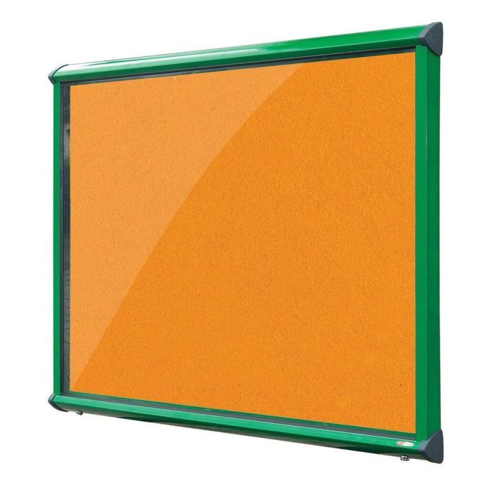 Shield Interior Showcase Green Frame 575 x 712mm - Orange