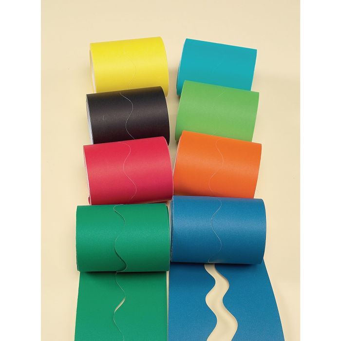 Fadeless Scalloped Card Border Rolls - 57mm x 15m - Pack of 8