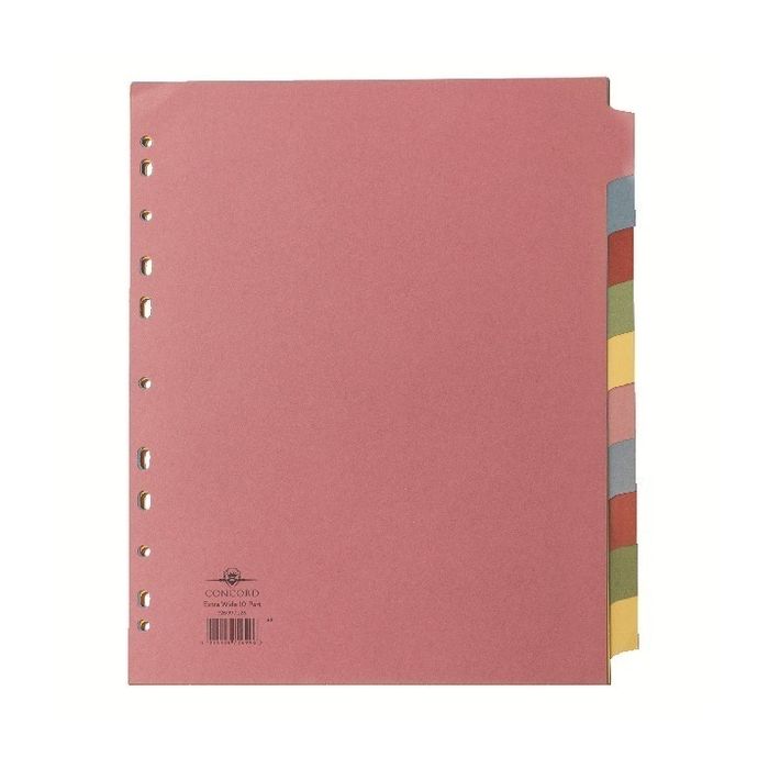 10 Part Extra Wide Coloured Subject Dividers