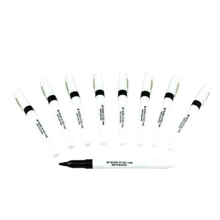 Fine Drywipe Whiteboard Pens Black - Pack of 36