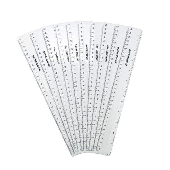School Essentials Shatterproof Rulers 12in/30cm White - Pack of 10